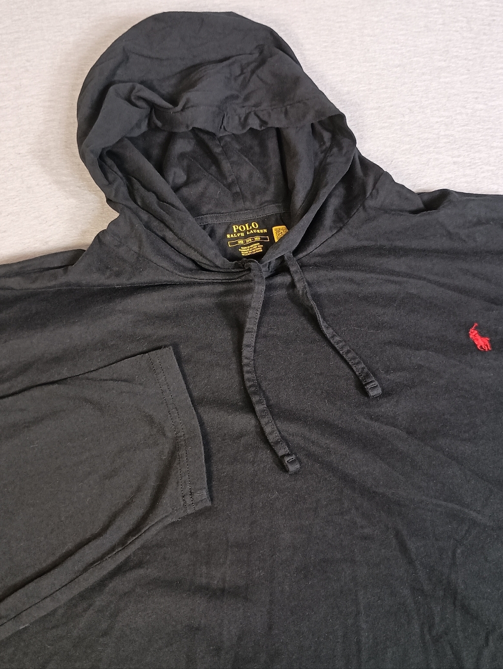 Polo Ralph Lauren Men's 3XB Black Lightweight Red Embroidered Pony Preppy Hoodie